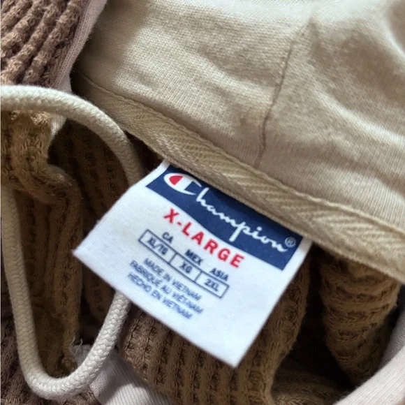 Champion super soft waffle Women's Hoodie in Beige and Cream - Picture 4 of 4